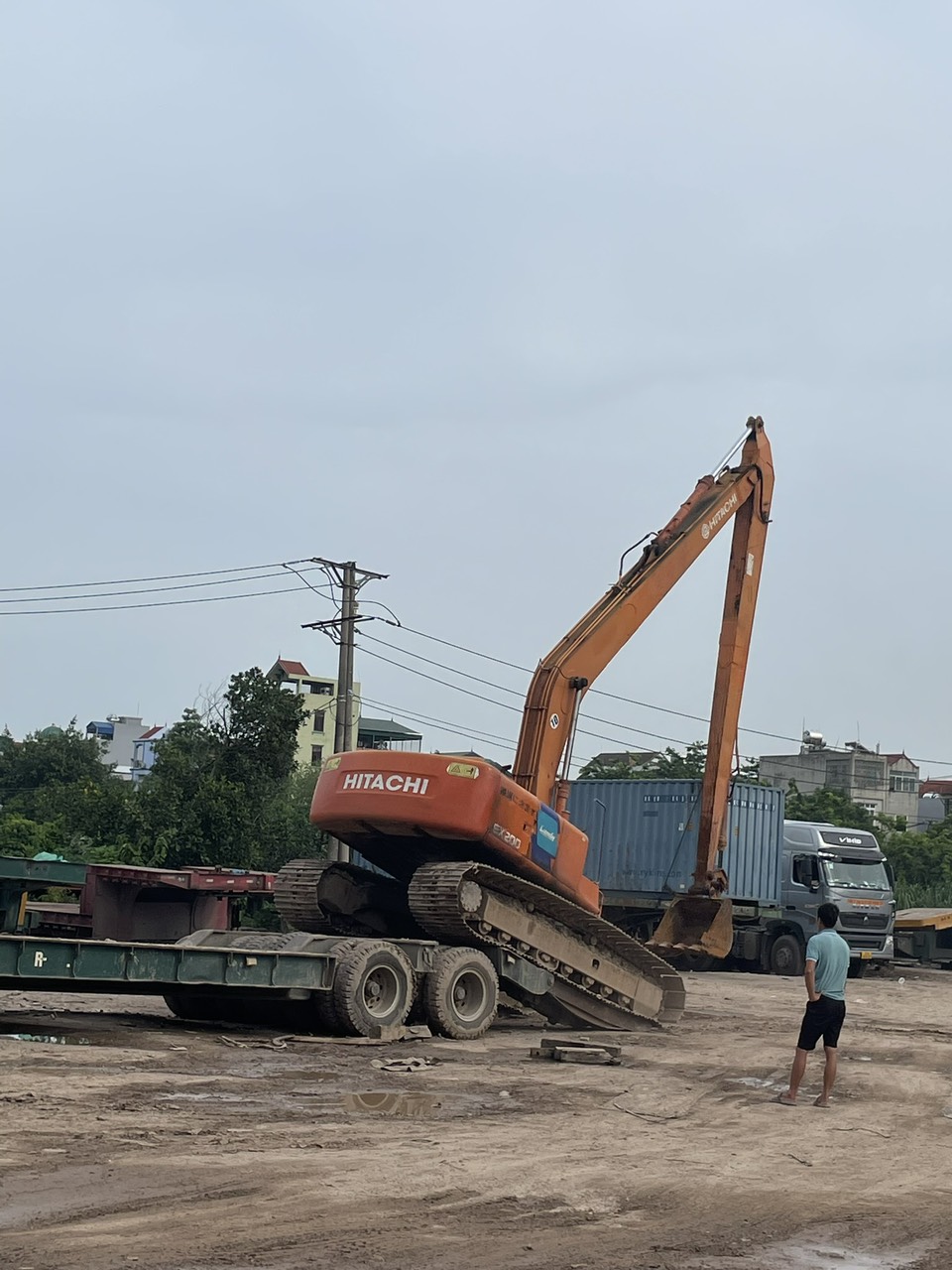 Thuê máy xúc - Thi công trường THCS Hoàng Liệt Hoàng Mai Hà Nội